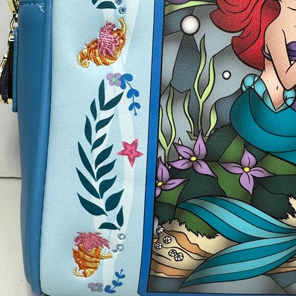 New Loungefly Disney Princess Series Little Mermaid Stain Glass Backpack NWT - Picture 5 of 16